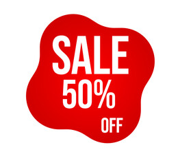 Sale banner, Red sale banner, Sale label 50% off