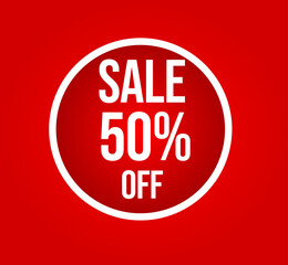 Sale banner, Red sale banner, Sale label 50% off