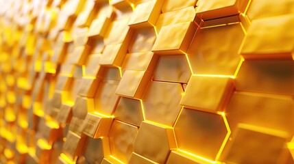 Yellow wall with hexagonal shapes futuristic lightning 