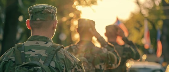 Veterans saluting flag during Memorial Day
