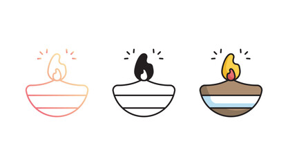 Diwali Lamp icon design with white background stock illustration