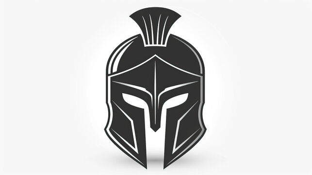 Parthian warrior helmet illustration, modern graphic design, isolated, copy and text space, close-up, macro, white background, black and white. Template, banner, background, wallpaper, backdrop

