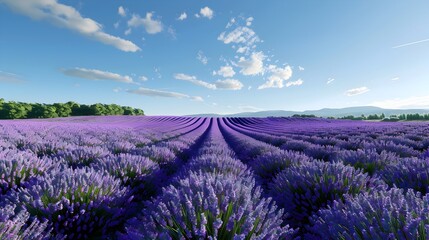 Obraz premium Breathtaking Lavender Field Under Captivating Blue Sky Horizon