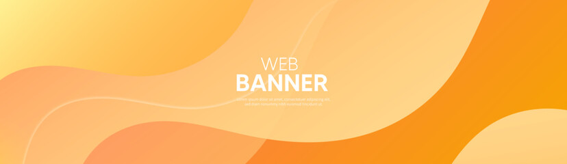 Abstract orange background with waves, Yellow banner