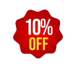 Red discount label, 10% off, Sale label