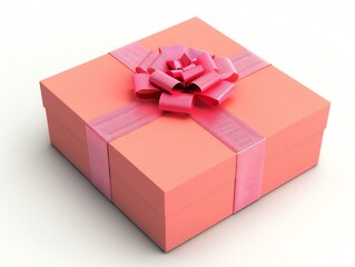 Pink gift box with satin ribbon and bow.