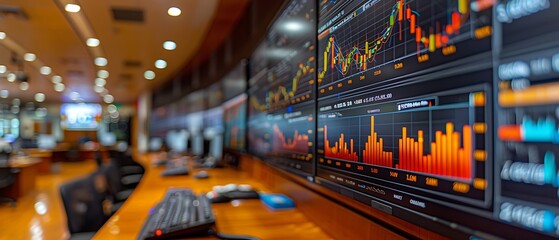 panoramic view of financial analysis session filled detailed reports data projections showcasing formal analytical atmosphere Panorama Stitching RealTime Eye AF capture expansive focused environment