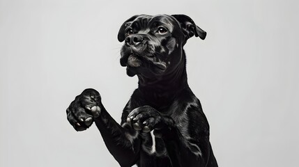 Powerful Muscular Dog Fist Pumping in Intense Studio Fight on White Background