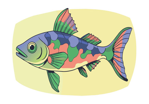 recommend clip art: A colorful fish with a blue and green tail