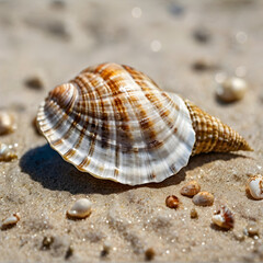 beautiful seashell on a sandy beach