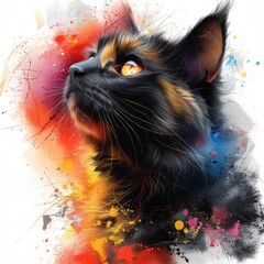 digitally artistic cat design graphic