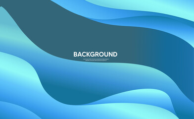 Blue Wavy Surfaces. Contemporary Abstract 3D Background. 3D Render.