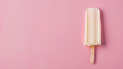 Ivory Popsicle on a summery pink Background with Copy Space