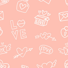 Romantic Valentines Day Love Cute Seamless Pattern