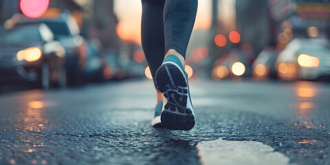 Piernas de mujer con ropa deportiva corriendo en un ambiente urbano ideal para hacer ejercicio 