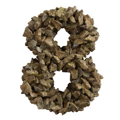 Alphabet made of rock stone, number 8
