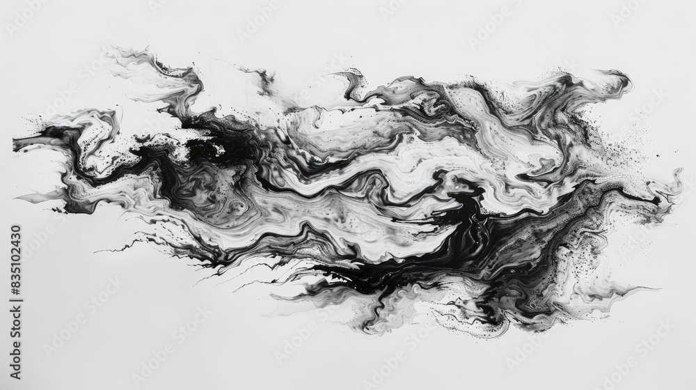 Poster black ink on white paper with a marble effect ideal for web and game design pen ink closely photogra