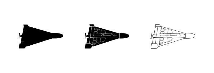 War drone Shahed. Iranian Drone kamikaze. Vector icon.