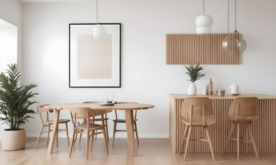 Frame mockup, ISO A paper size. Living room poster mockup. Modern interior design. Living room Interior mockup with house background. 3D render