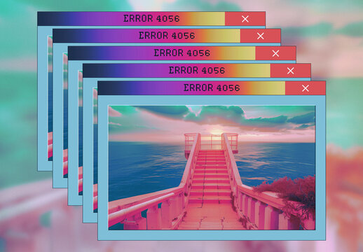 Retro Interface Aesthetics Photo Effect Mockup