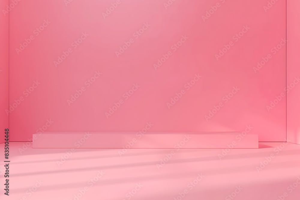 Poster blank pink display on floor background with minimal style. blank stand for showing product. 3d rende