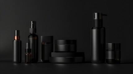 Dramatic lighting and shadows on a black background, highlighting products with elegance and simplicity. Great for product photography and advertising