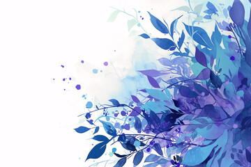 An abstract floral design in shades of blue and purple creating a vibrant and artistic background