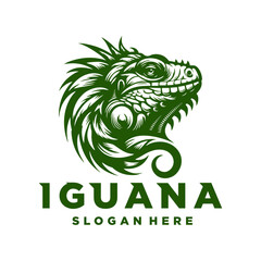 Obraz premium iguana logo icon design illustration vector. iguanas art logo design template illustration inspiration iguana logo excellent logo suitable for any business