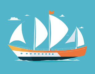 3d Vector Travel et bateau de voyage, concept Holiday Vacation, Travel and Transport
