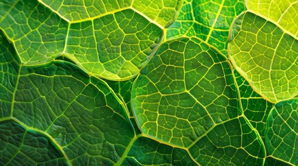Close-up of green leaf veins with vibrant colors