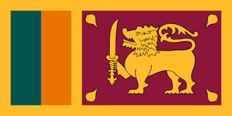 Sri Lanka flag illustration. Vector flag of Sri Lanka. Symbol of patriotism and freedom