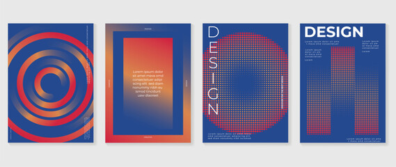 Abstract gradient poster background vector set. Minimalist style cover template with vibrant perspective 3d geometric prism shapes collection. Ideal design for social media, cover, banner, flyer. © TWINS DESIGN STUDIO