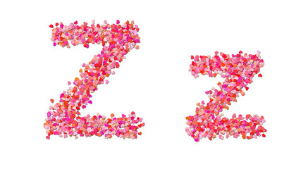 letter Z made of red hearts. Heart shapes alphabet.