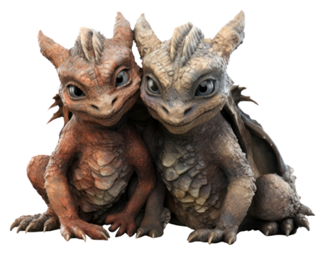 PNG Baby dragons sculpture reptile animal.