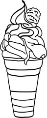 Freehand outline drawing of a ice cream.
