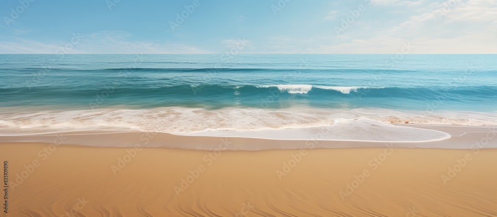 Poster The division between the ocean and the sandy beach is clearly visible in the copy space image.