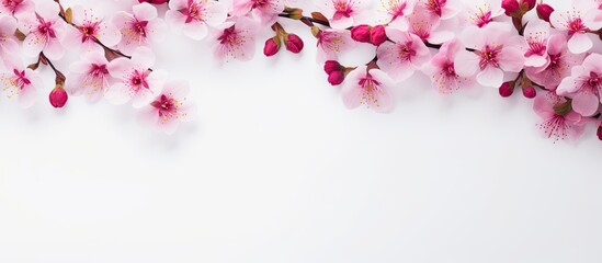 Top view of isolated Cosme Flowers on a white background with copy space image.