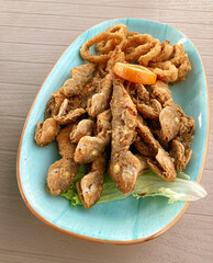 Delicious grilled red mullet on plate