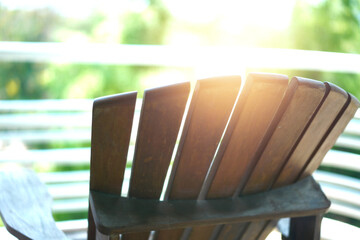 Adirondack chair on veranda of. condo for leisure time relax