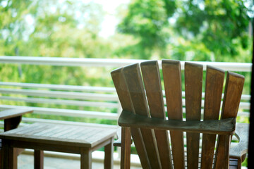 Adirondack chair on veranda of. condo for leisure time relax