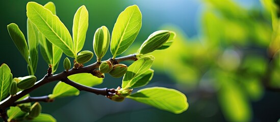 Obraz premium A vibrant green unripe wild almond with an attractive appearance in a copy space image.