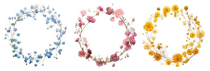 Flower frame png cut out element set