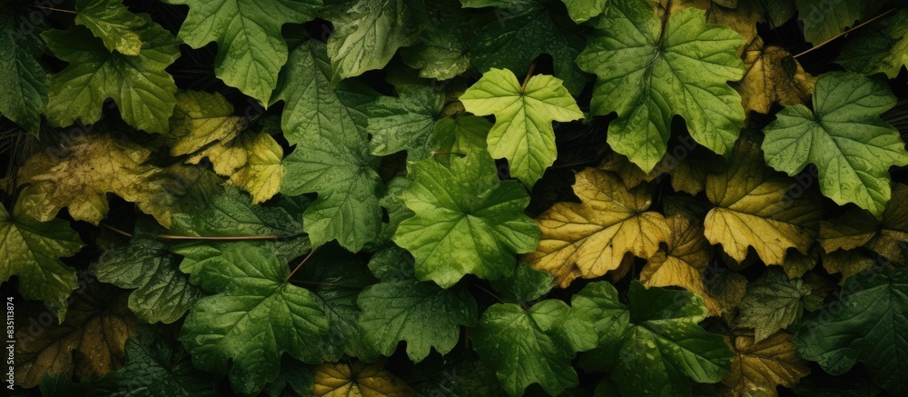 Poster Captivating leaf textures providing an exquisite background for copy space image.