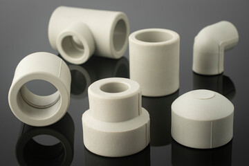 Various fittings for soldering and connecting polypropylene pipes