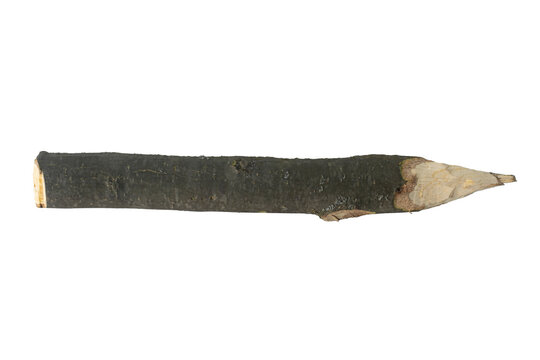 Wooden stake isolated on white background.