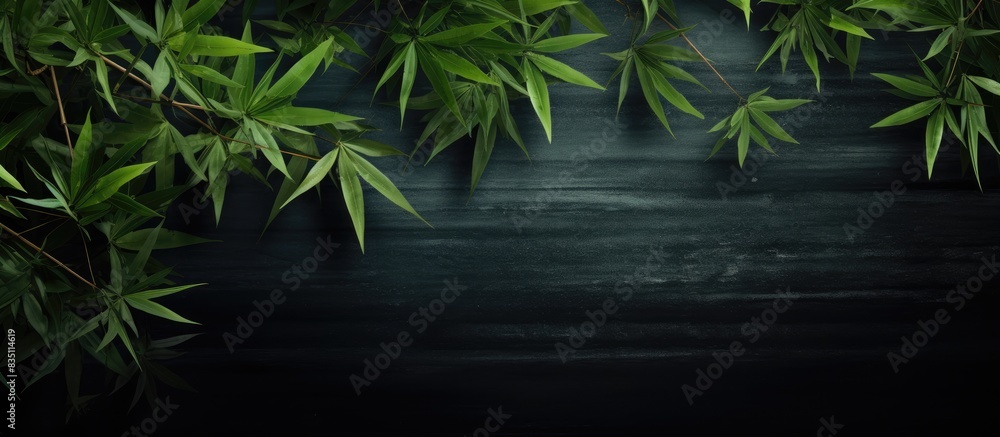Poster Background consisting of bamboo leaves with space for adding images. with copy space image. Place for adding text or design