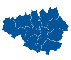 Outline blue map of Manchester city
