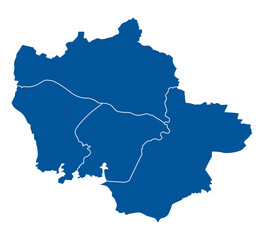 Obraz premium Outline blue map of Plymouth city