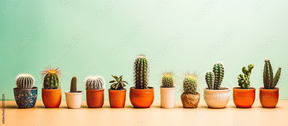 Poster potted cactus species with copy space image.
