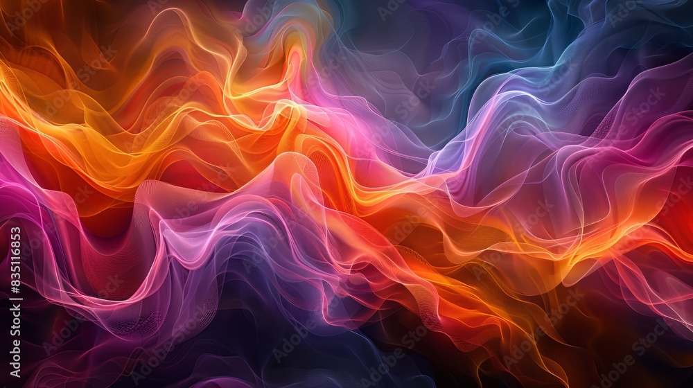Poster a vibrant, abstract representation of energy waves, pulsating with varying frequencies, symbolizing 